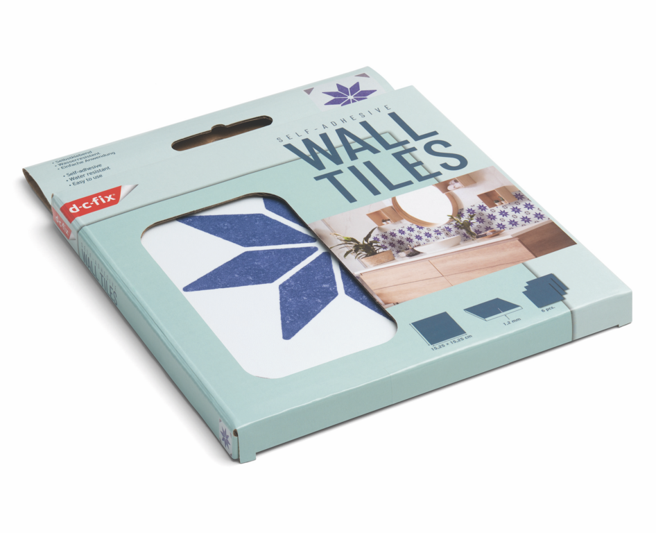 D C Fix�� Self Adhesive Wall Tile Alia Blue 15cm X 15cm / Pack Of 6