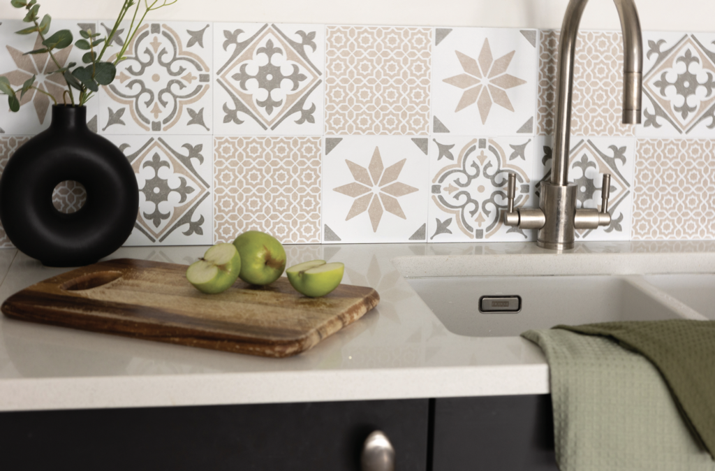 D C Fix�� Self Adhesive Wall Tile Lina Beige 15cm X 15cm / Pack Of 6