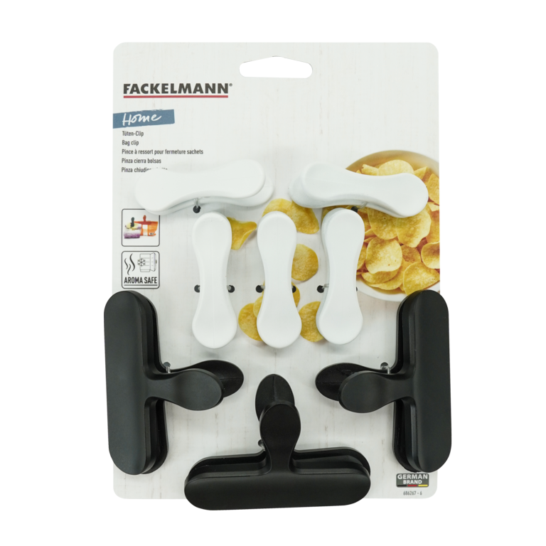 Fackelmann Bag Clips Black & White Set 8