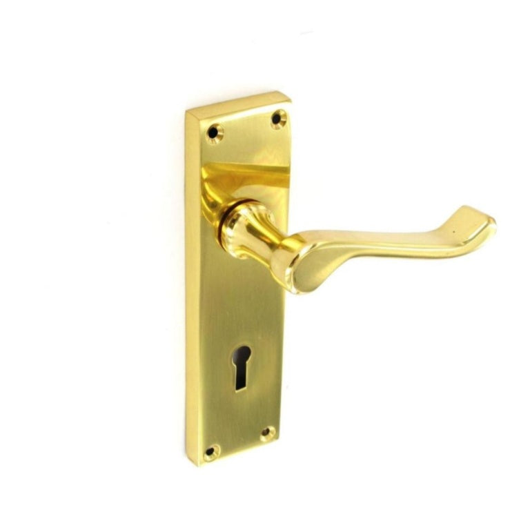 Securit Scroll Brass Lock Handles (Pair) 155mm
