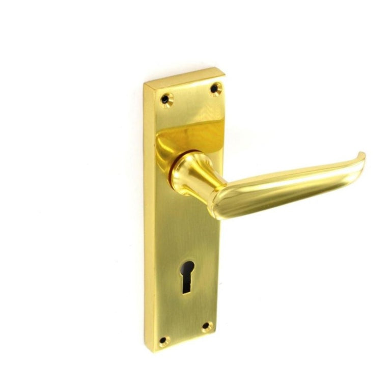 Securit Premier Victorian Brass Lock Handles 155mm Pack Of 2
