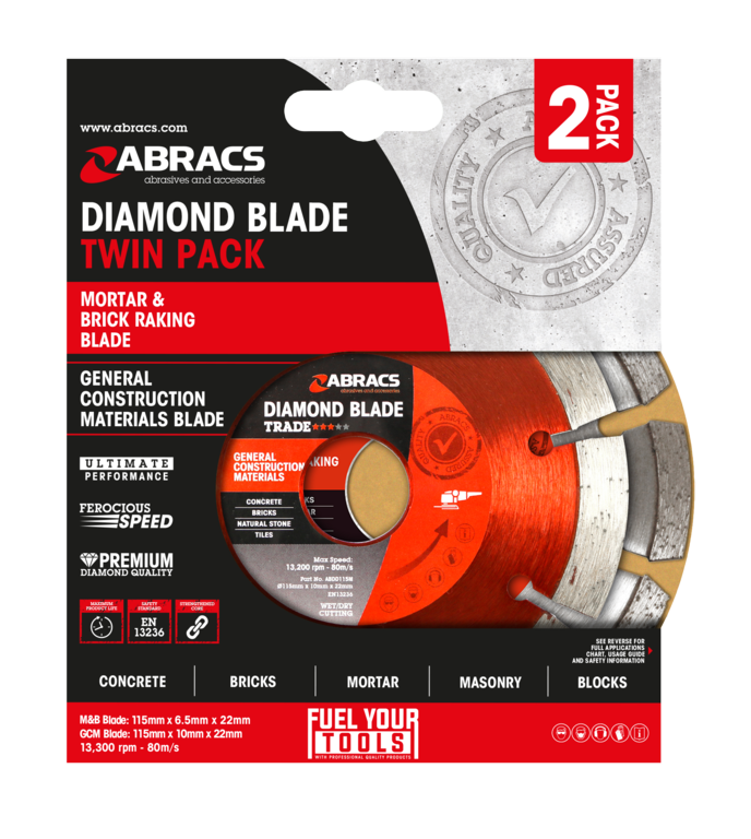 Abracs Mortar & Gcm Blade Twin Pack 115mm
