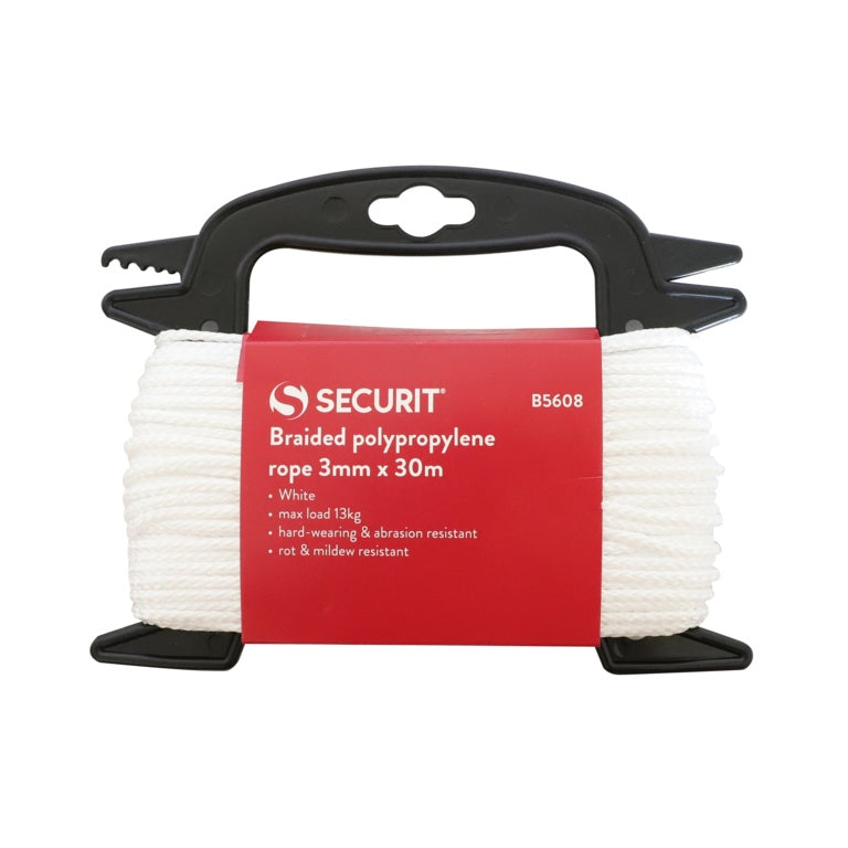 Securit Braided Polypropylene White Rope 3mm X 30m
