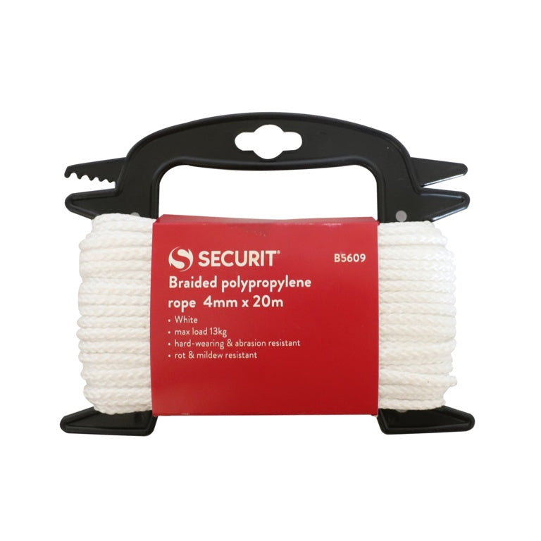 Securit Braided Polypropylene White Rope 4mm X 20m