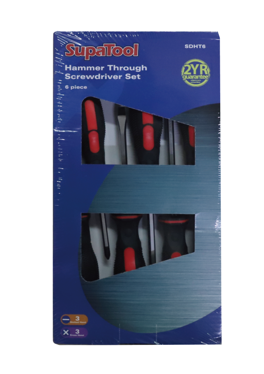 Supa Tool Hammer Through Screwdriver Set 6 Piece