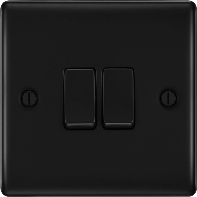 Bg Double Switch 16ax 2 Way 20a Matt Black