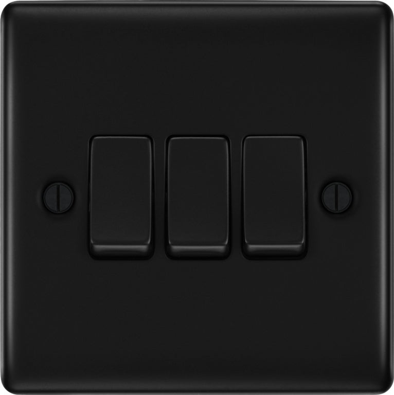 Bg Triple Switch 16ax 2 Way 20a Matt Black