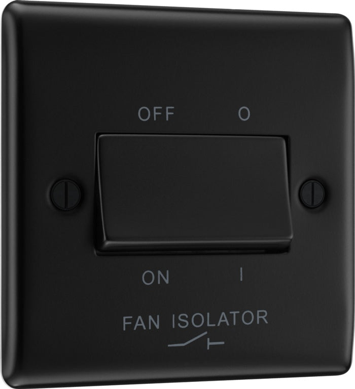 Bg Matt Black Fan Isolator Switch 10a