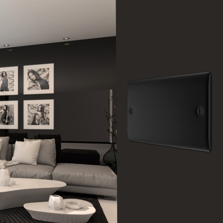 Bg Double Blank Plate Matt Black