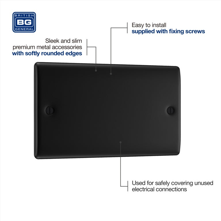Bg Double Blank Plate Matt Black