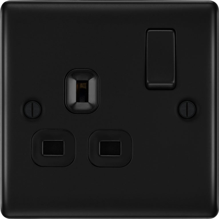 Bg Single Switched Power Socket 13a Matt Black