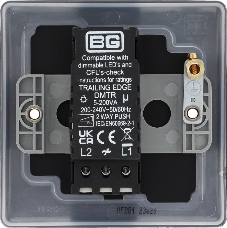 Bg Single Dimmer Switch 200w Matt Black