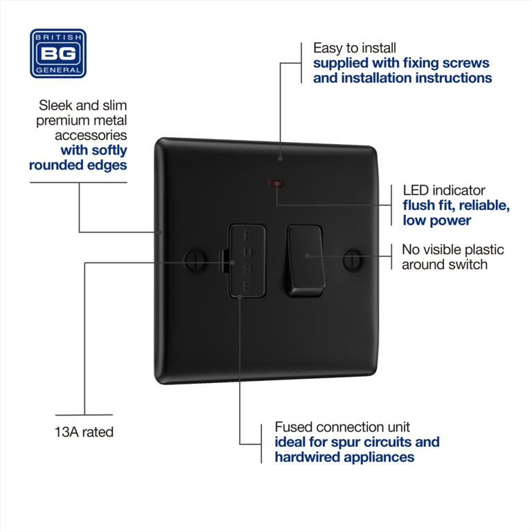 Bg Switched Connection Unit 13a Matt Black