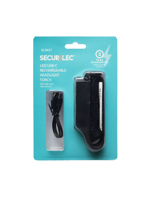 Securlec Rechargeable Headlight Torch 400mah 3w Cob Le Ds