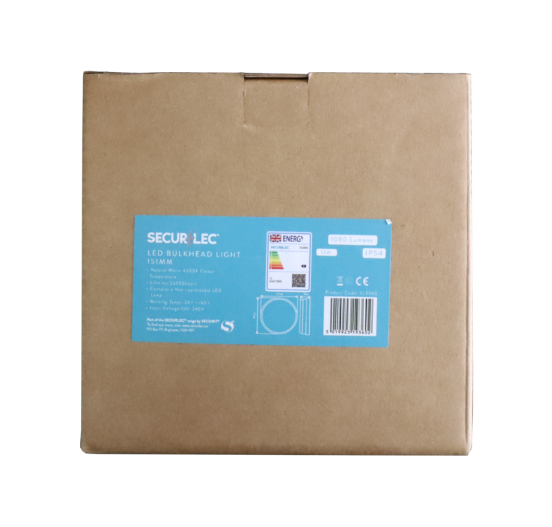 Securlec Round Led Bulkhead 6500k 12w 151mm