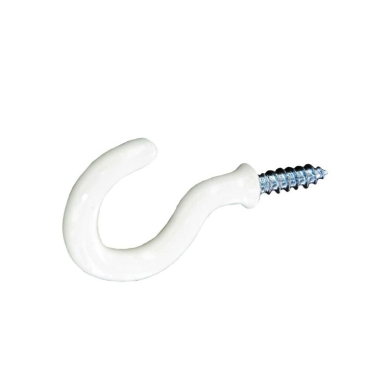 Securit Cup Hooks Plastic Covered White (5) 32mm