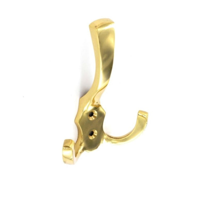 Securit Brass Hat & Twin Coat Hook 125mm