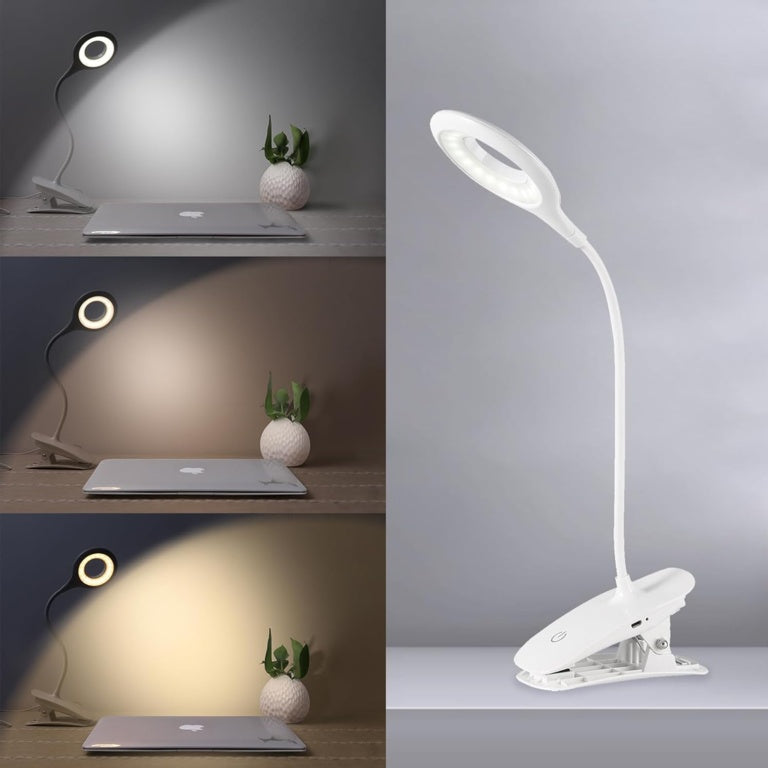 Extrastar Clip On Dimmable Desk Lamp With Usb 3w White