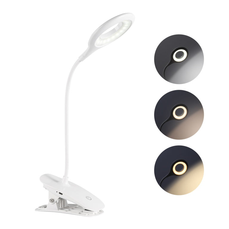 Extrastar Clip On Dimmable Desk Lamp With Usb 3w White