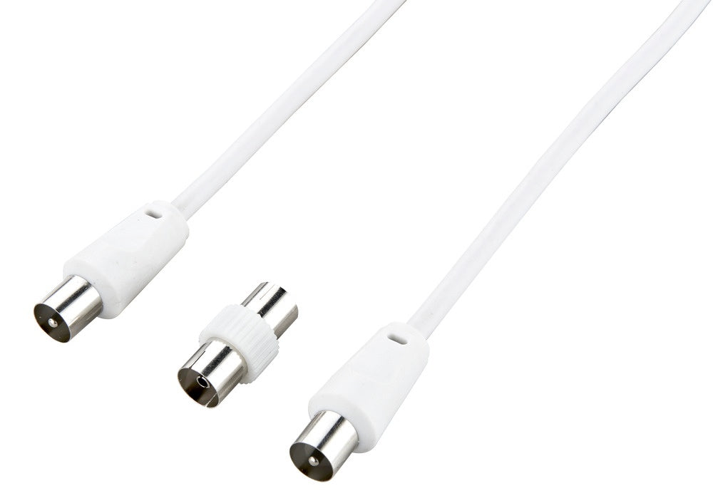 Masterplug Coaxial Cable With Femail To Female Coupler 10m White