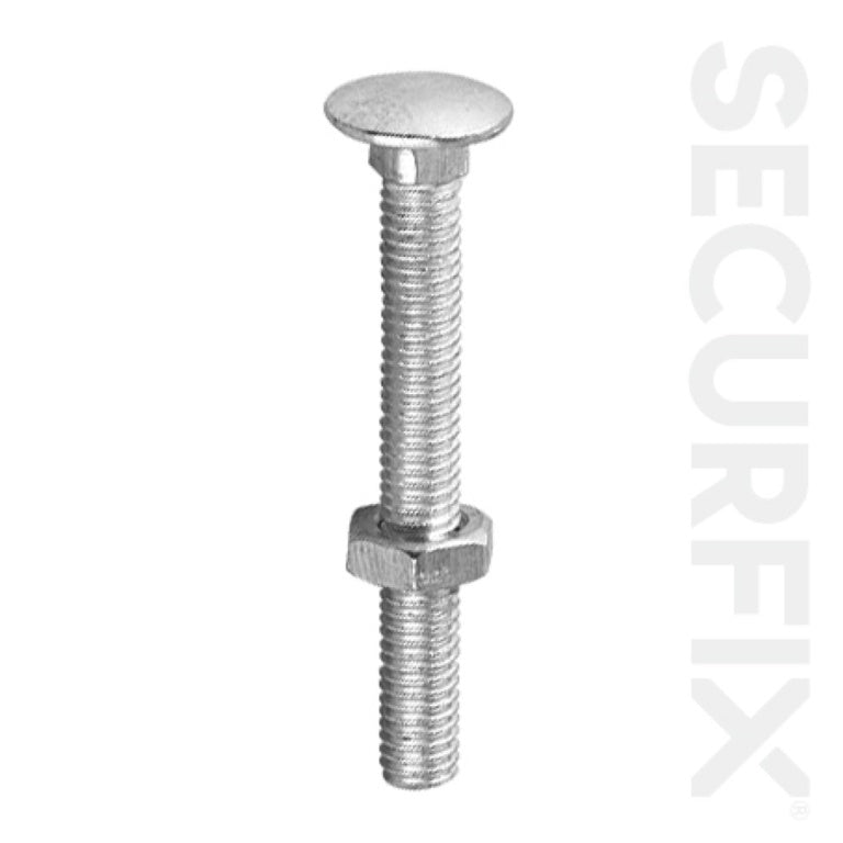 Securfix Carriage Bolt With Nut Zp M12 X 75mmm Pack 10