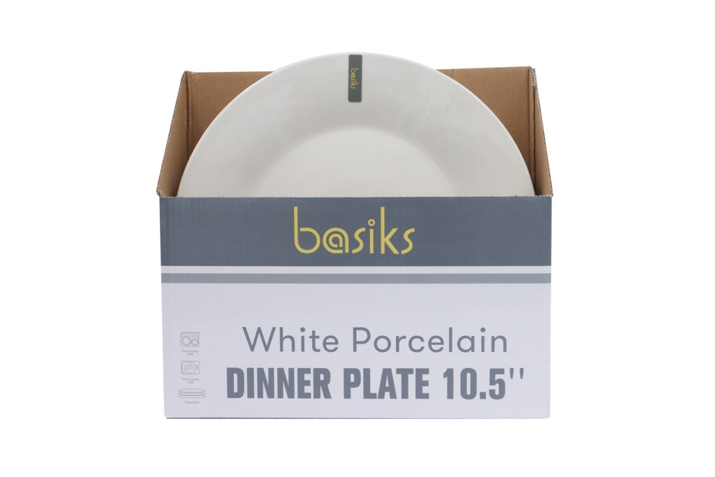 Basiks White Porcelain Dinner Plate 10.5"