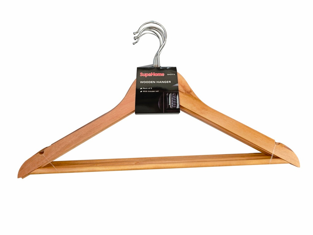 Supa Home Wooden Hangers Pack 5