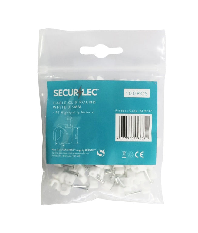 Securlec Cable Clip Flat White