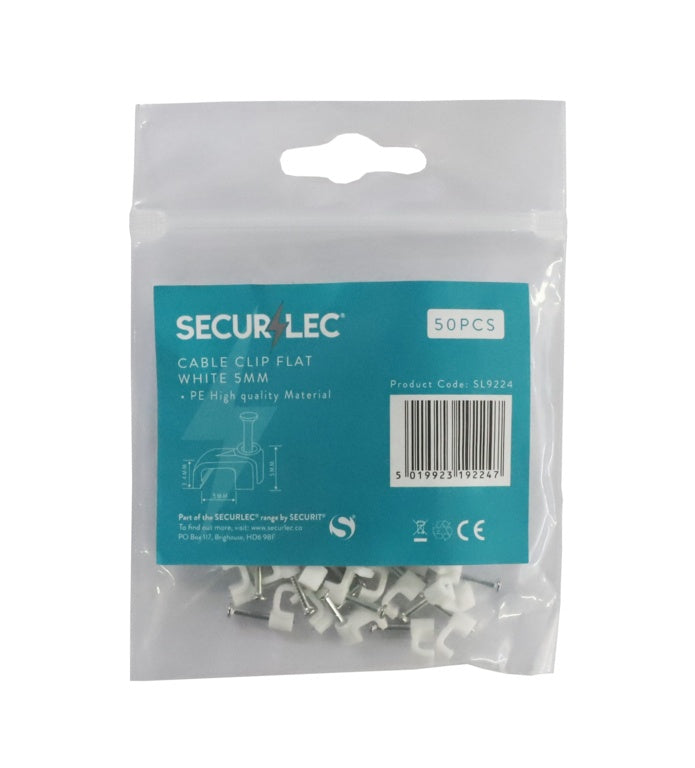 Securlec Cable Clip Flat White