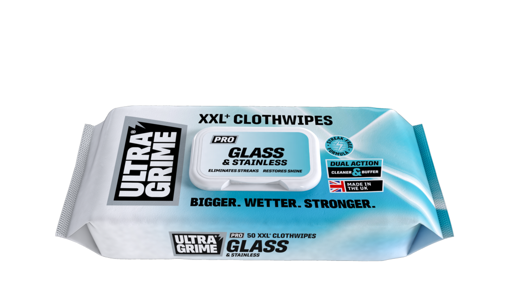 Ultragrime Glass & Stainless Xxl+ Clothwipes Pack 50