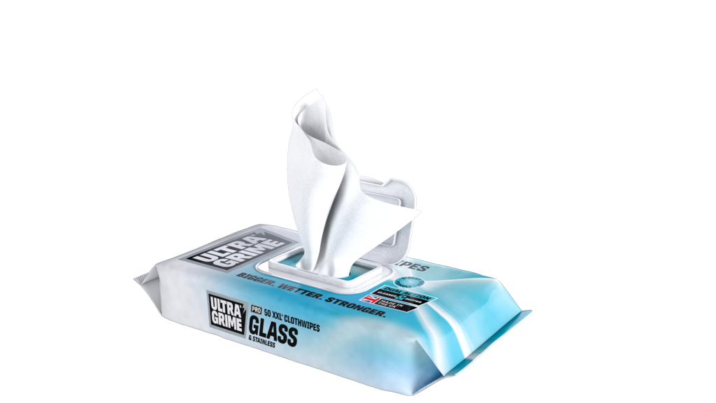 Ultragrime Glass & Stainless Xxl+ Clothwipes Pack 50