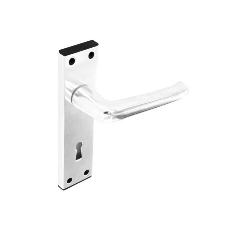 Securit Aluminium Lock Handles Bright (Pair) 150mm Metal + Plastic