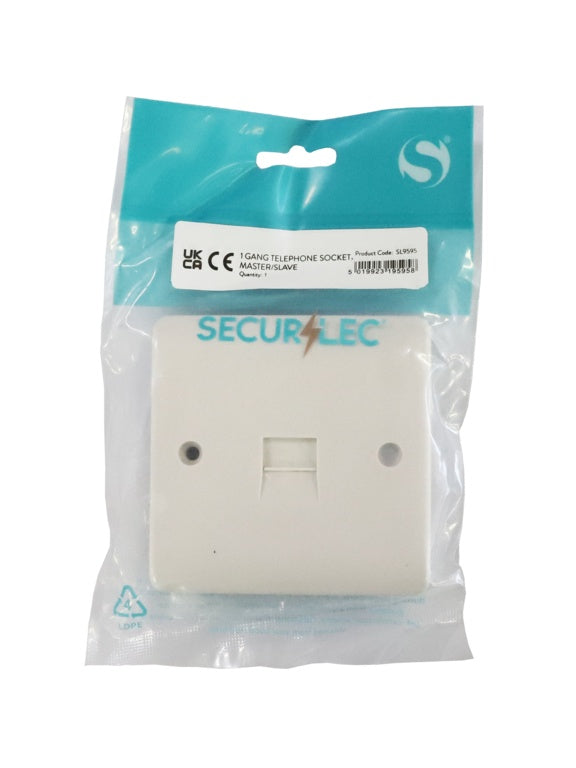 Securlec 1 Gang Telephone Socket Master Round Edge