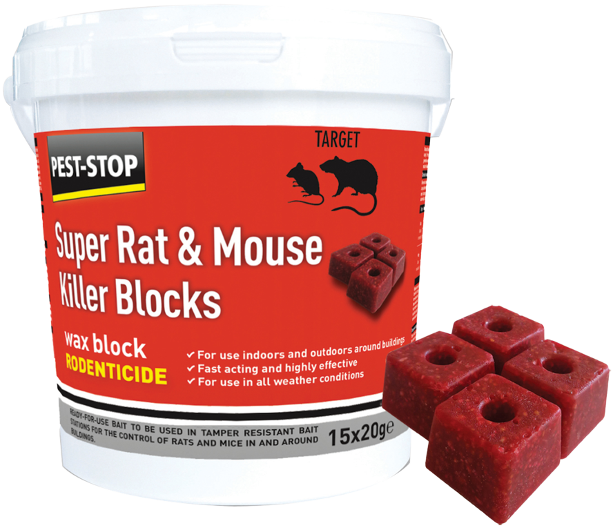 Pest Stop Super Rat Mouse Killer Wax Block 15 X 20g