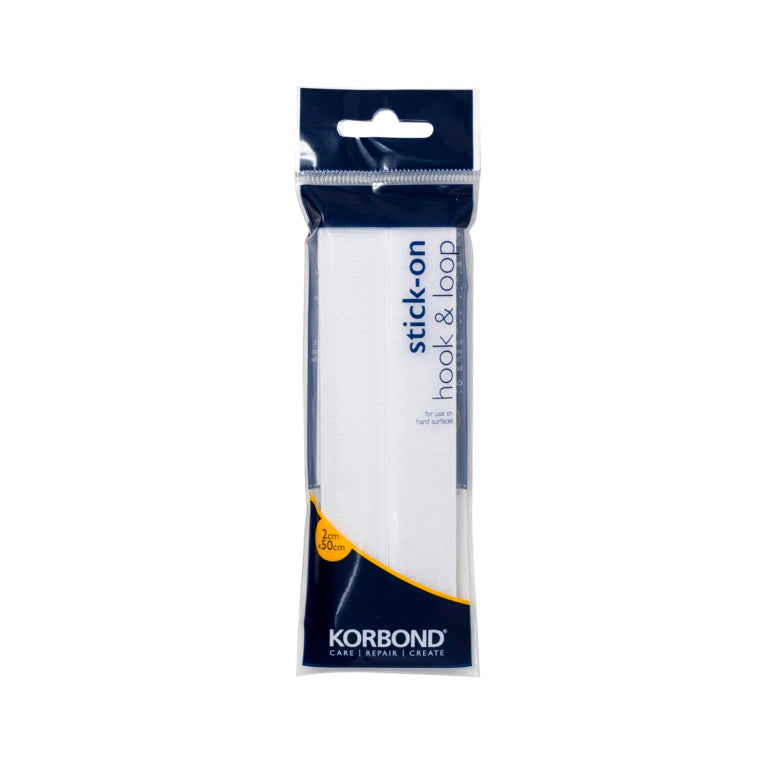 Korbond Hook & Loop Stick On White 2cm X 50cm