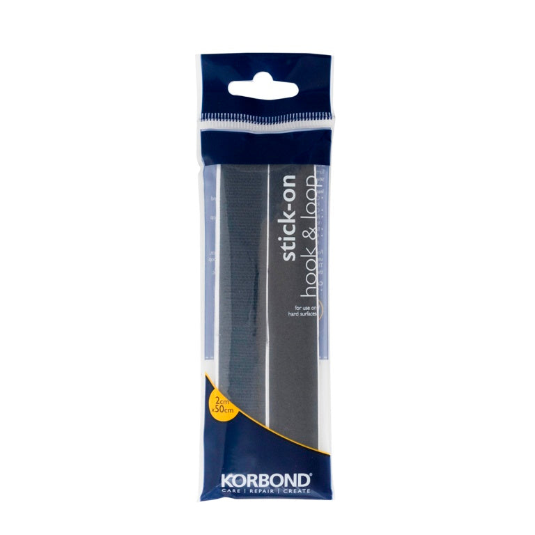 Korbond Hook & Loop Stick On Black 2cm X 50cm