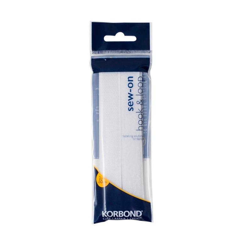 Korbond Hook & Loop Sew On White 2cm X 50cm