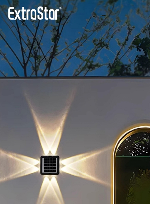 Extrastar Led Solar 4 Way Wall Lamp Warm White 3000k