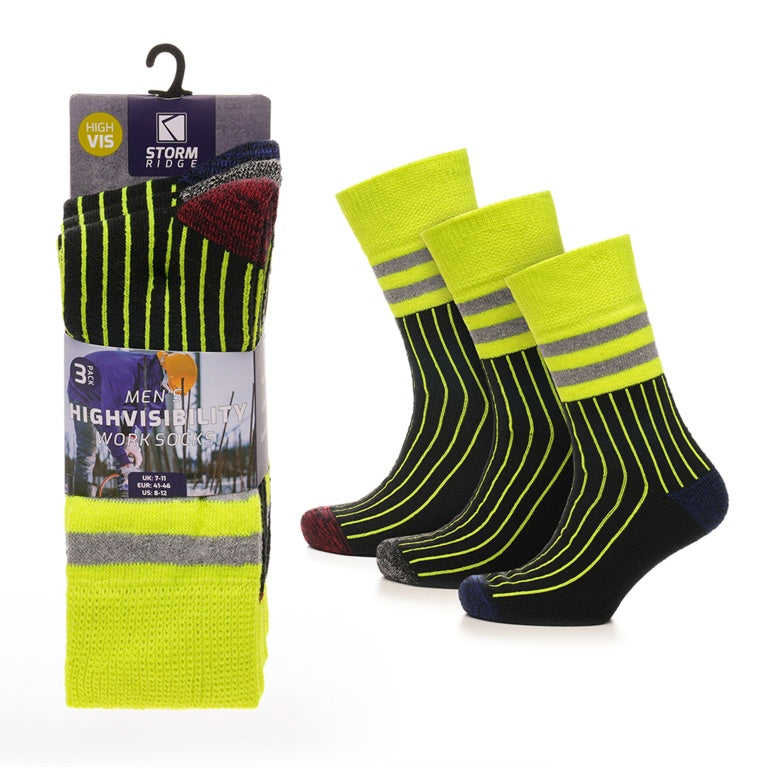 Rjm Mens Neon Work Socks 3 Pack