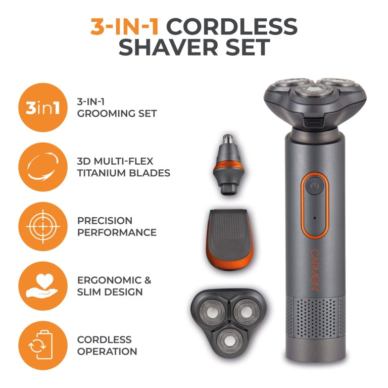 Carmen Titan Titanium 3 In 1 Grooming Set