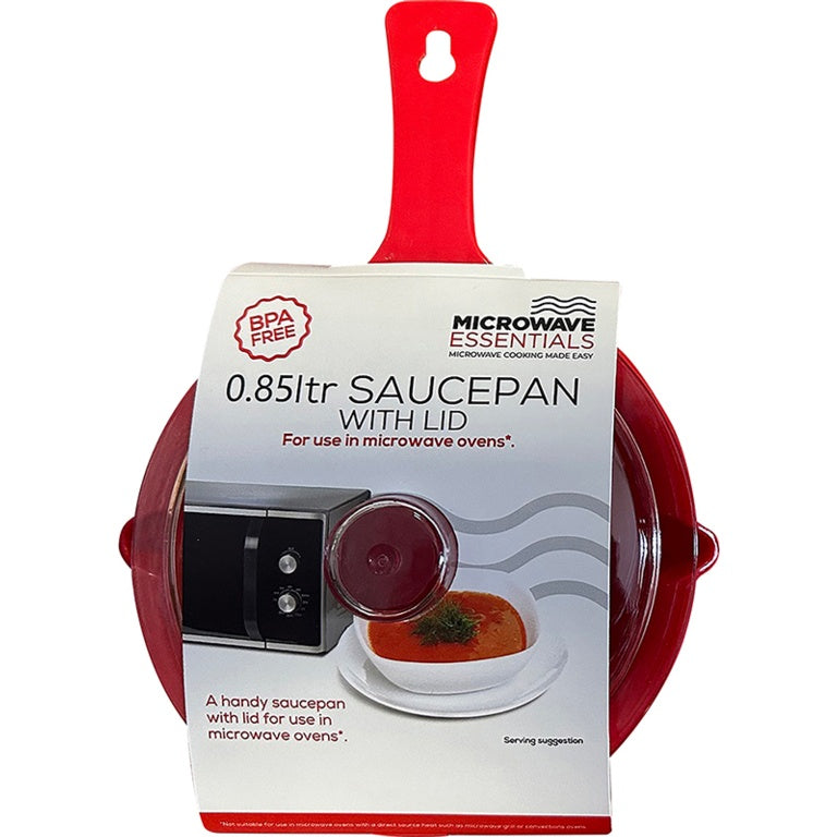 Microwave Essentials Large Red Saucepan & Lid 0.85 L