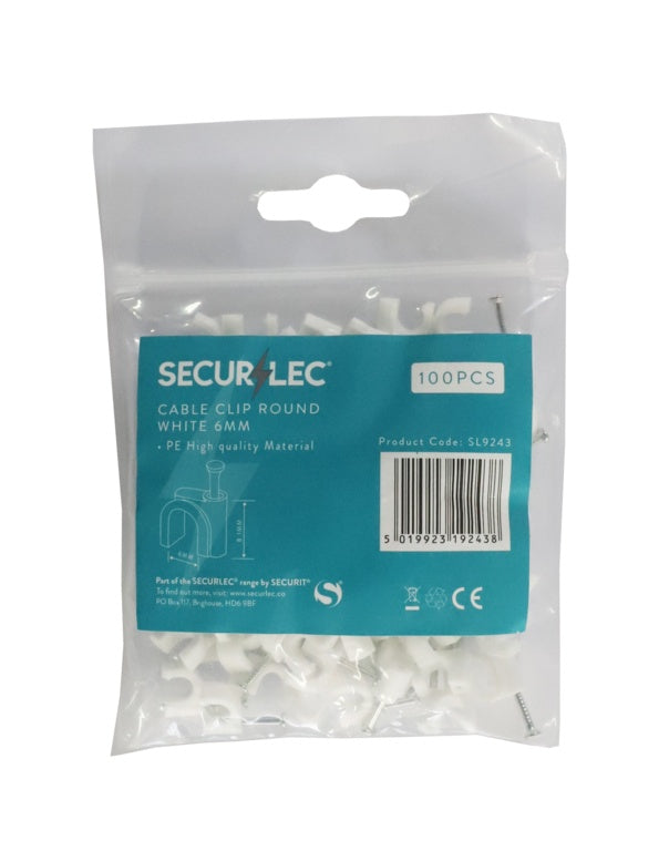 Securlec Cable Clips Round White