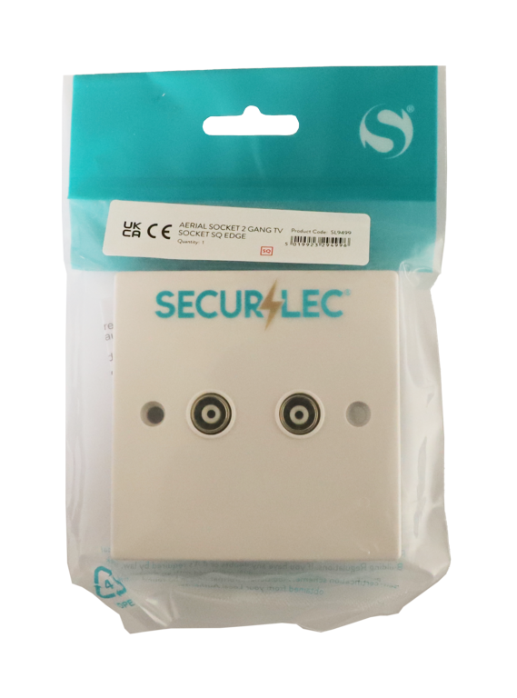Securlec 2 Gang Aerial Socket Square Edge