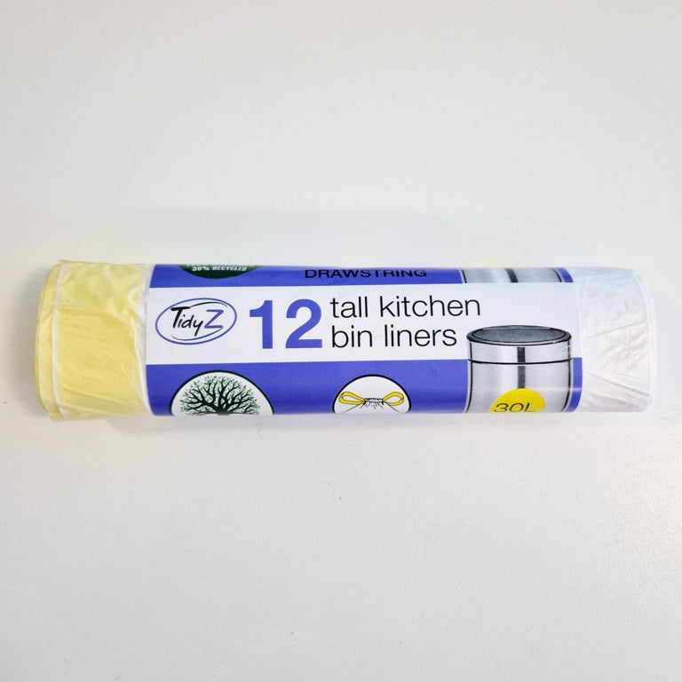 Tidyz Tall Kitchen Drawstring Bin Liners 30 L Pack 12