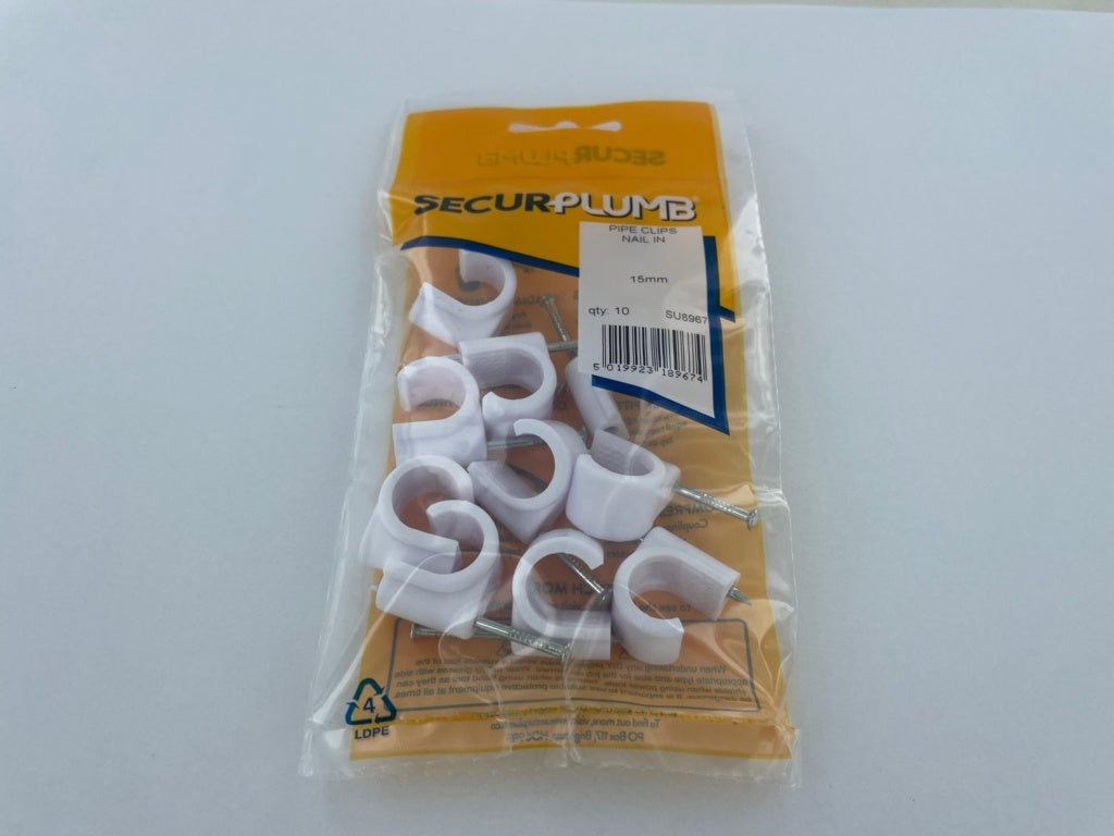 Securplumb Pipe Clips Nail In 15mm Pack 10
