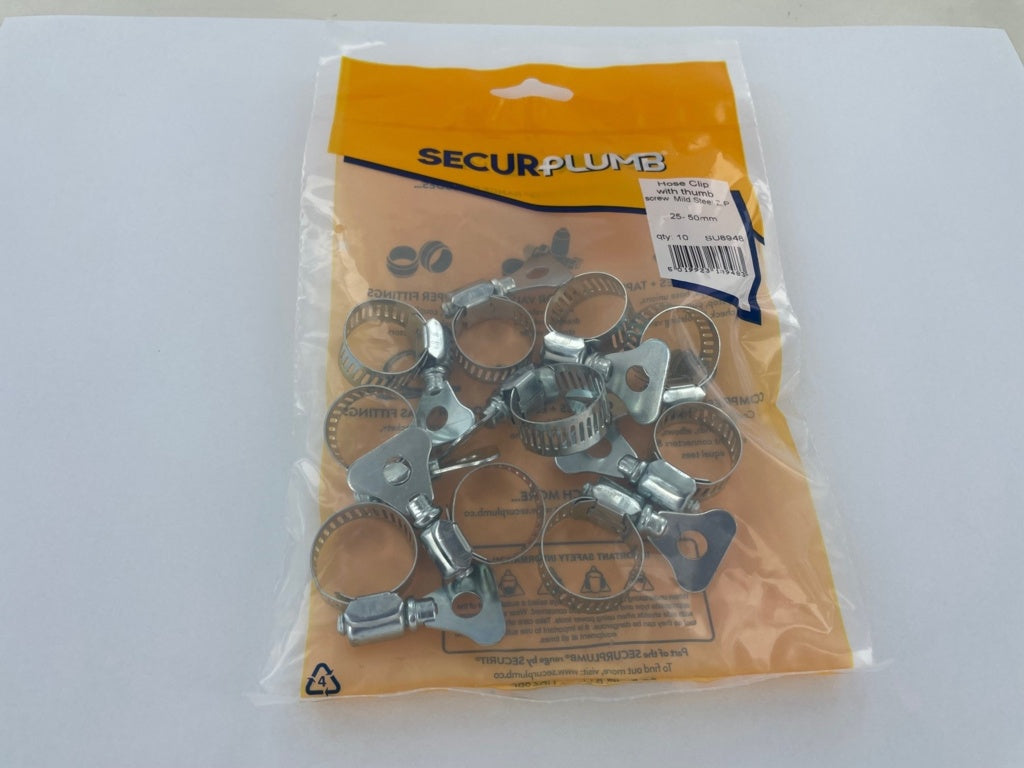 Securplumb Hose Clip Thumb Screw 25 50mm Pack 10