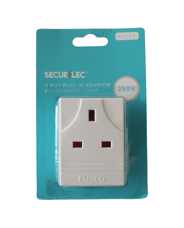 Securlec 3w Plug In Adapter Fused White 13amp