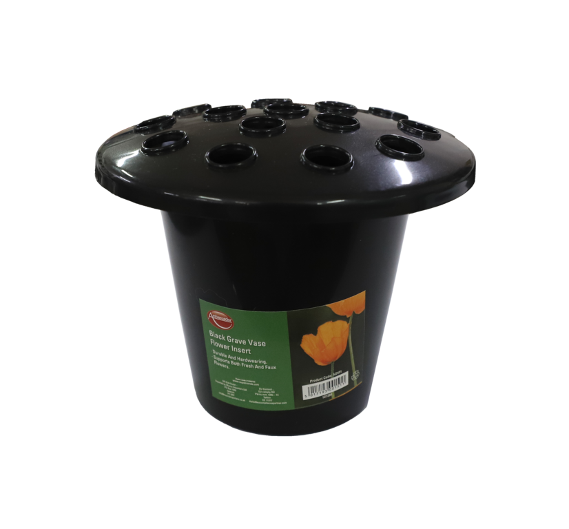 Ambassador Black Grave Vase Flower Insert