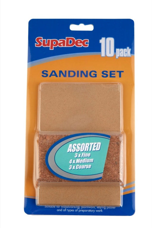 Supa Dec Sanding Block & 10 Sanding Sheets