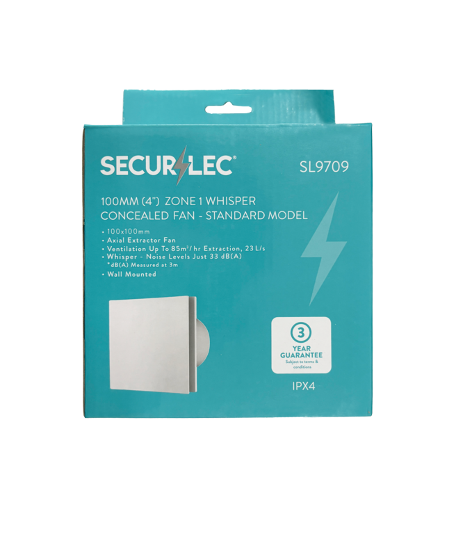 Securlec Zone 1 Whisper Concealed Fan Standard 100mm